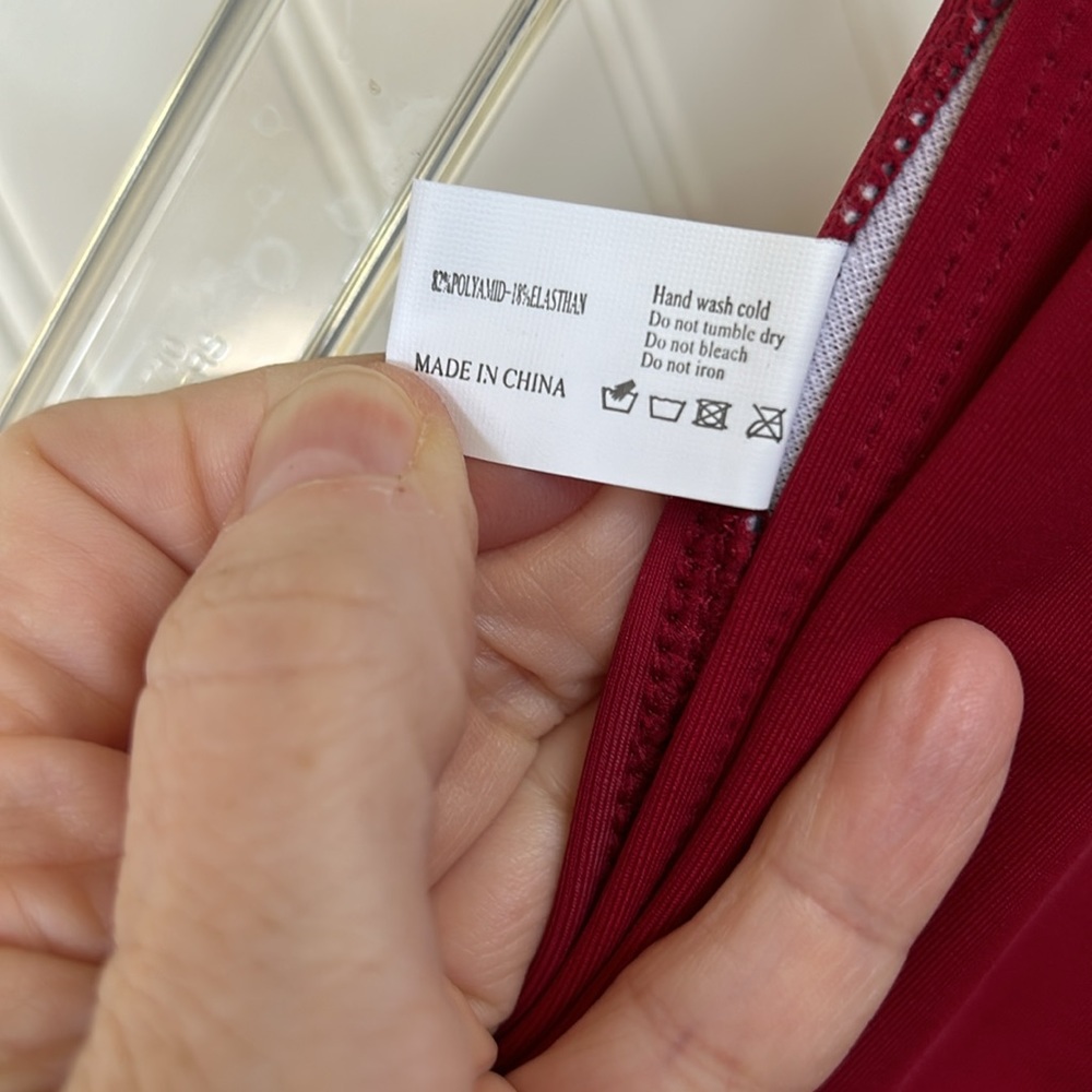 Swim suit two piece never worn color red high waisted bottoms ruffle top cute - Picture 8 of 14